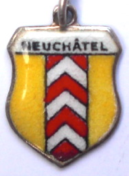 NEUCHATEL, Switzerland - Vintage Silver Enamel Travel Shield Charm